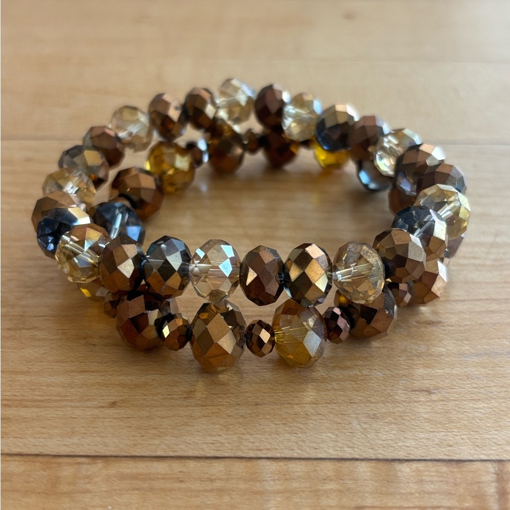 Luxurious Brown and Gold Double-Strand Bracelet